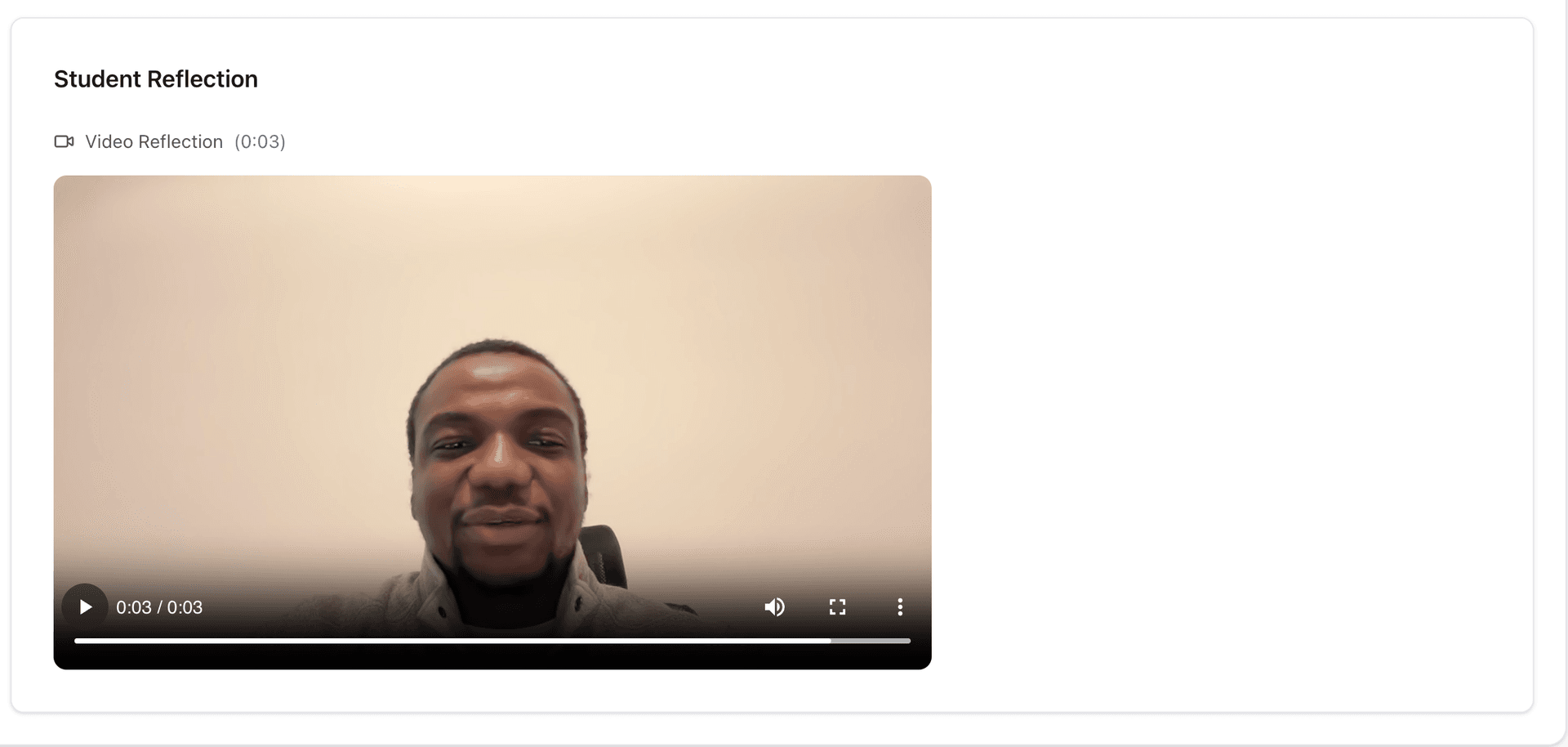 Student reflection interface