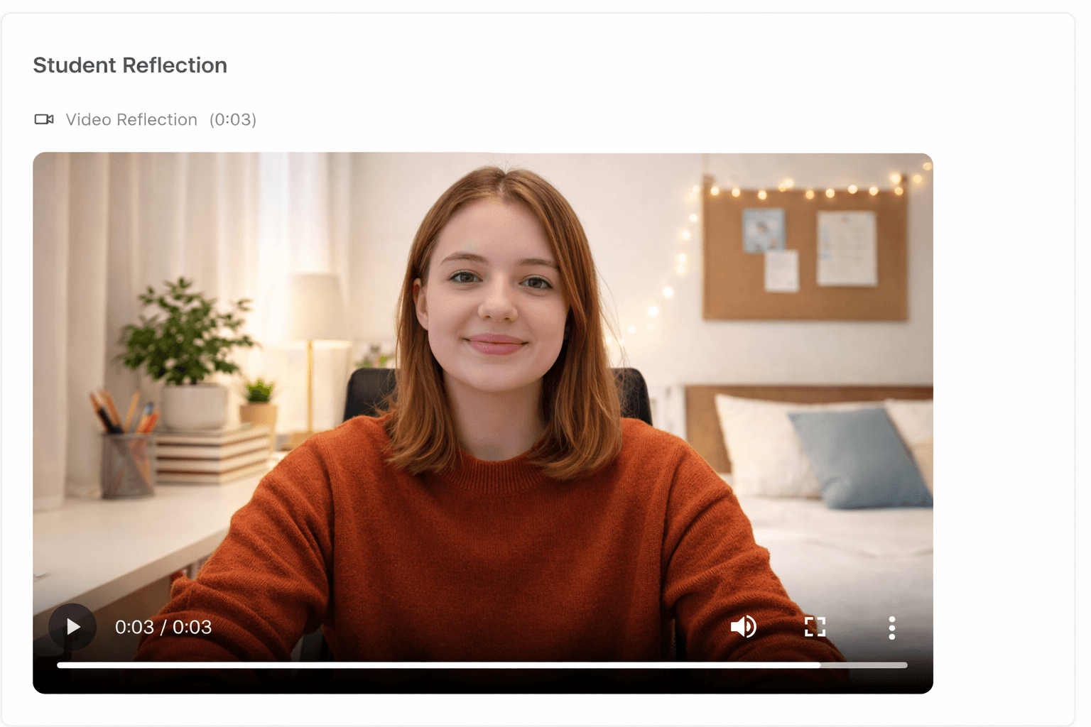Student reflection interface